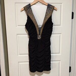 Caribbean Queen Black Dress with Gold Accents